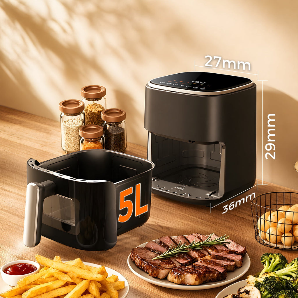DAIVOS 5QT Air Fryer with Viewing Window, 12 Cooking Presets, 1500W Fast , Even Cooking