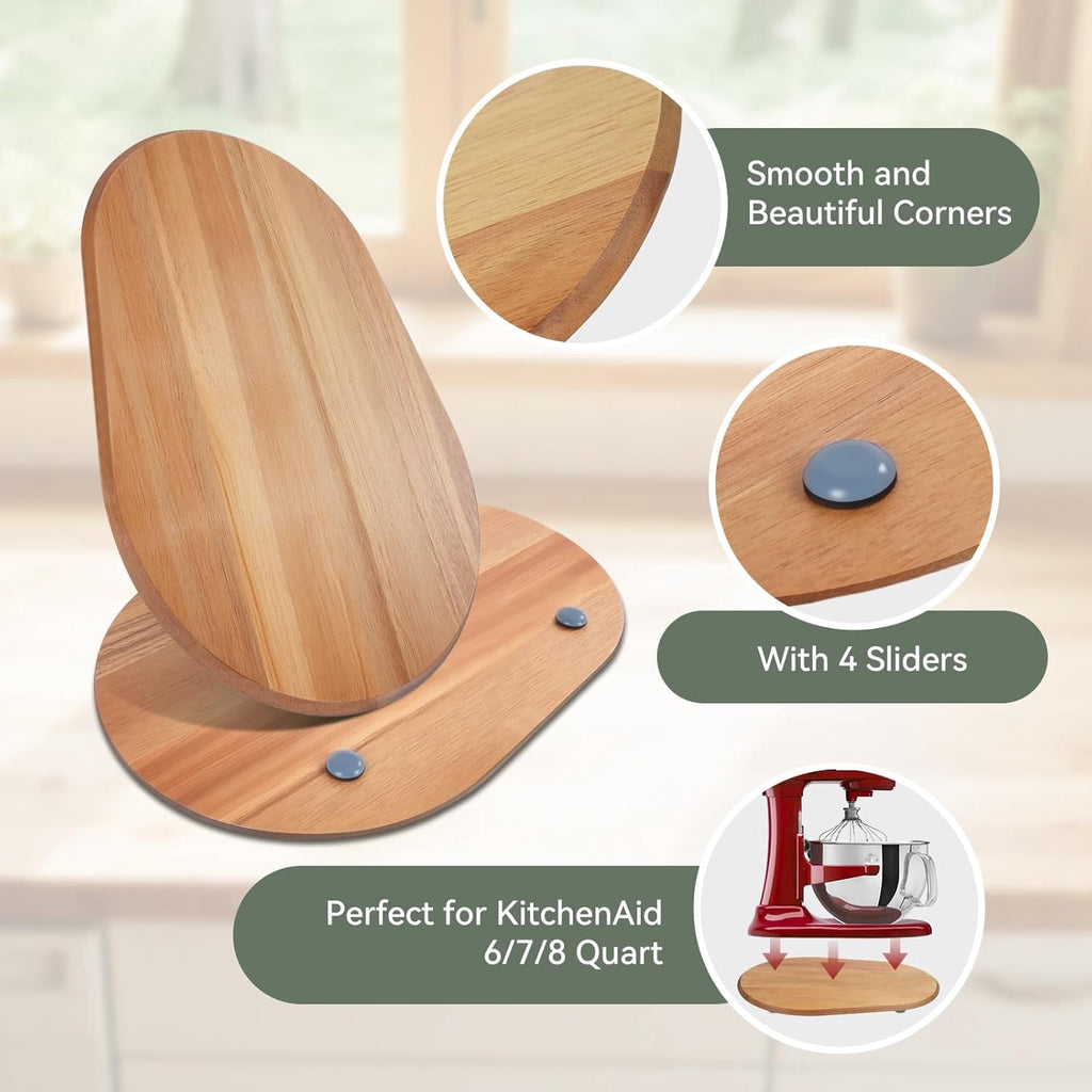 PQPO Wooden Sliding Mat for Kitchen Attachments, Tabletop Sliders, and Blender