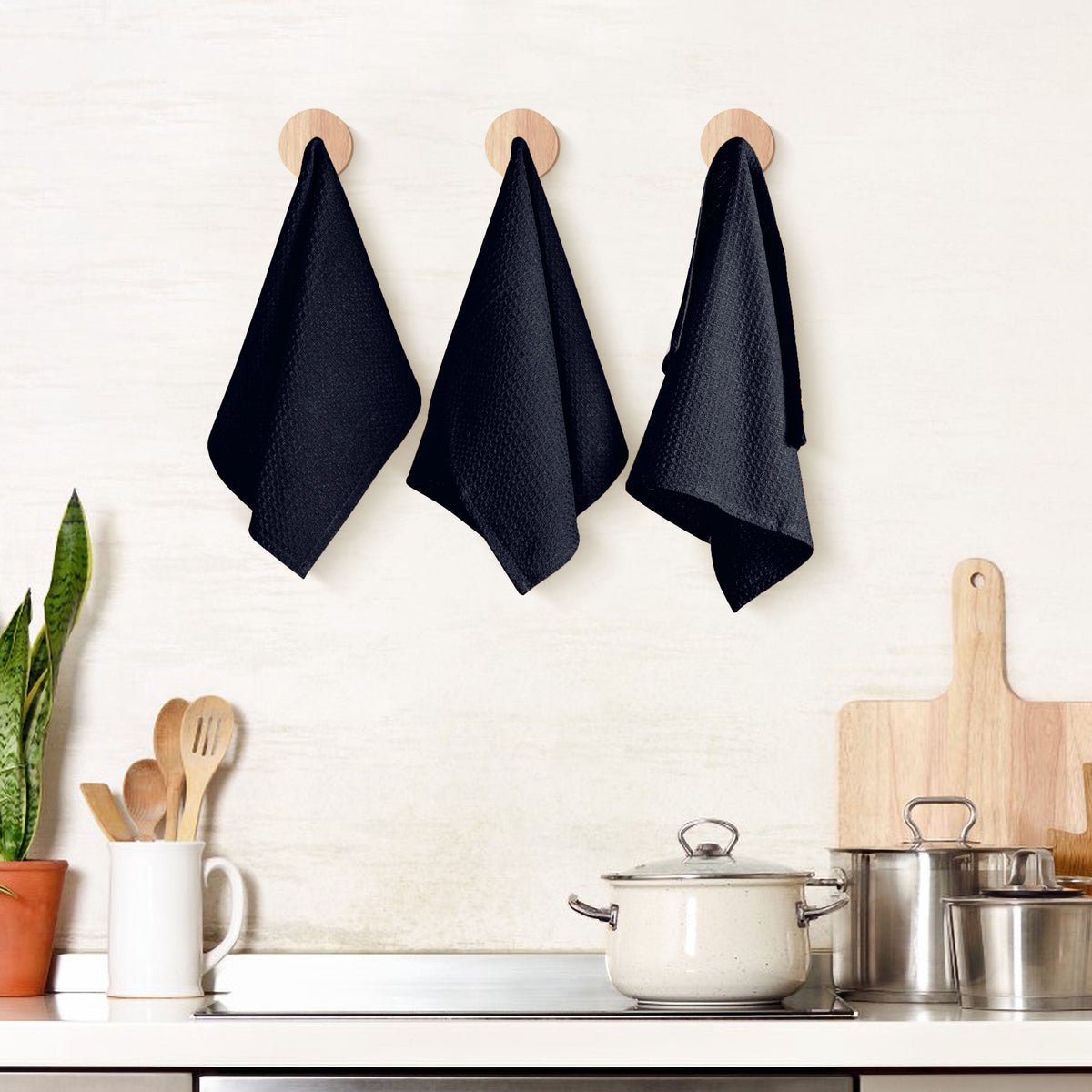 Twiny Threads Waffle Kitchen Towel 16"x26" Set of 4 - Brown