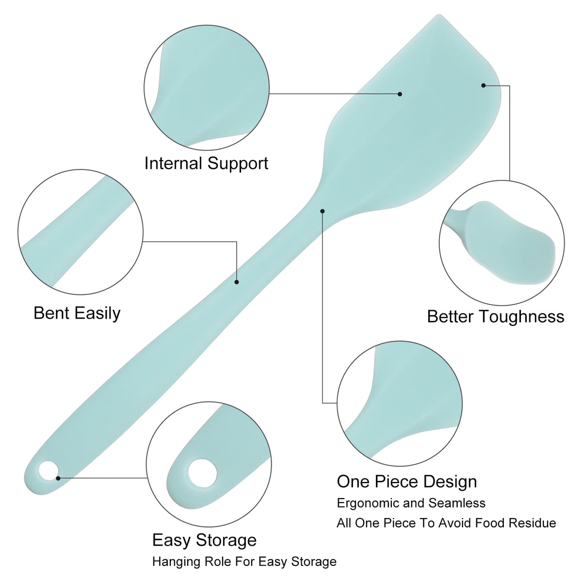 AOWOO Silicone Spatula Set of 6, Food Grade Rubber Spatulas and Cooking Utensils, Heat-Resistant Kitchen Non Stick Utensils for Cooking, Baking, Mixing, Scraping, BPA-Free, Dishwasher Safe