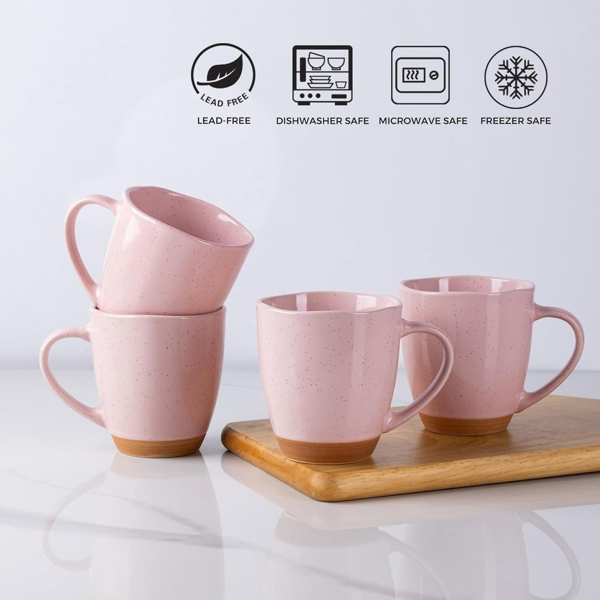 AmorArc 12oz Coffee Mugs, Ceramic Coffee Mugs set of 6 for Man, Woman, Dad, Mom, Modern Coffee Cups with handle for Latte/Cappuccino/Milk/Cocoa. Dishwasher&Microwave Safe, Light Beige