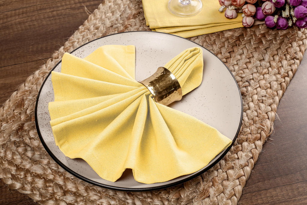 Twiny Threads Set of 4 Solid Reusable Cloth Dinner Napkins - Sandal Yellow