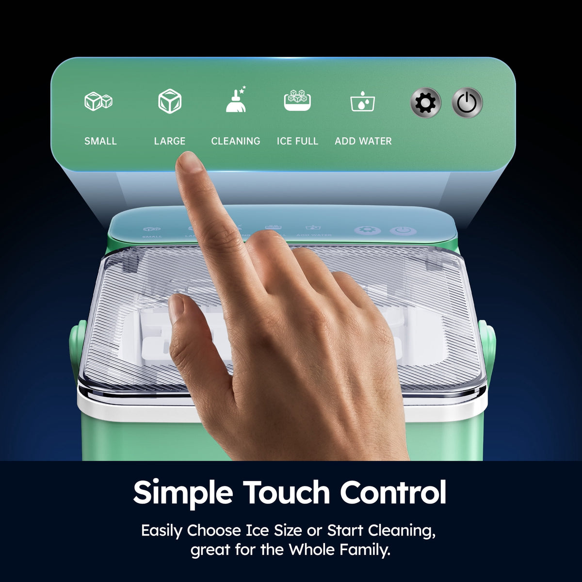 SIMZLIFE Portable Countertop Ice Maker, 26 Lbs/Day, 9 Bullet Ice Cubes in 6 Minutes, 2 Ice Sizes, Self-Cleaning Ice Machine, Black