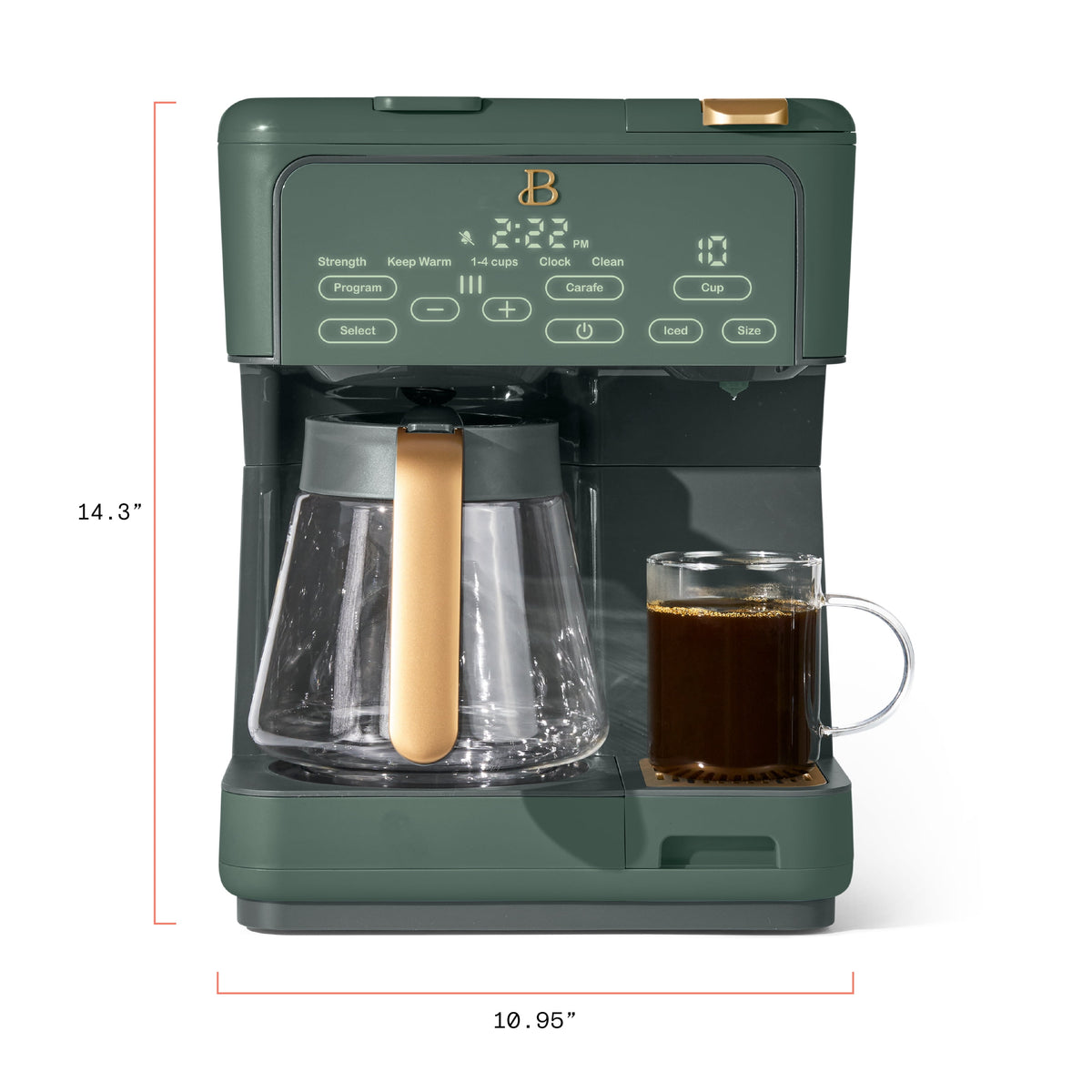 Beautiful by Drew Barrymore Multi-Brew 12-Cup Programmable Drip & Single-Serve Coffee Maker, White Icing