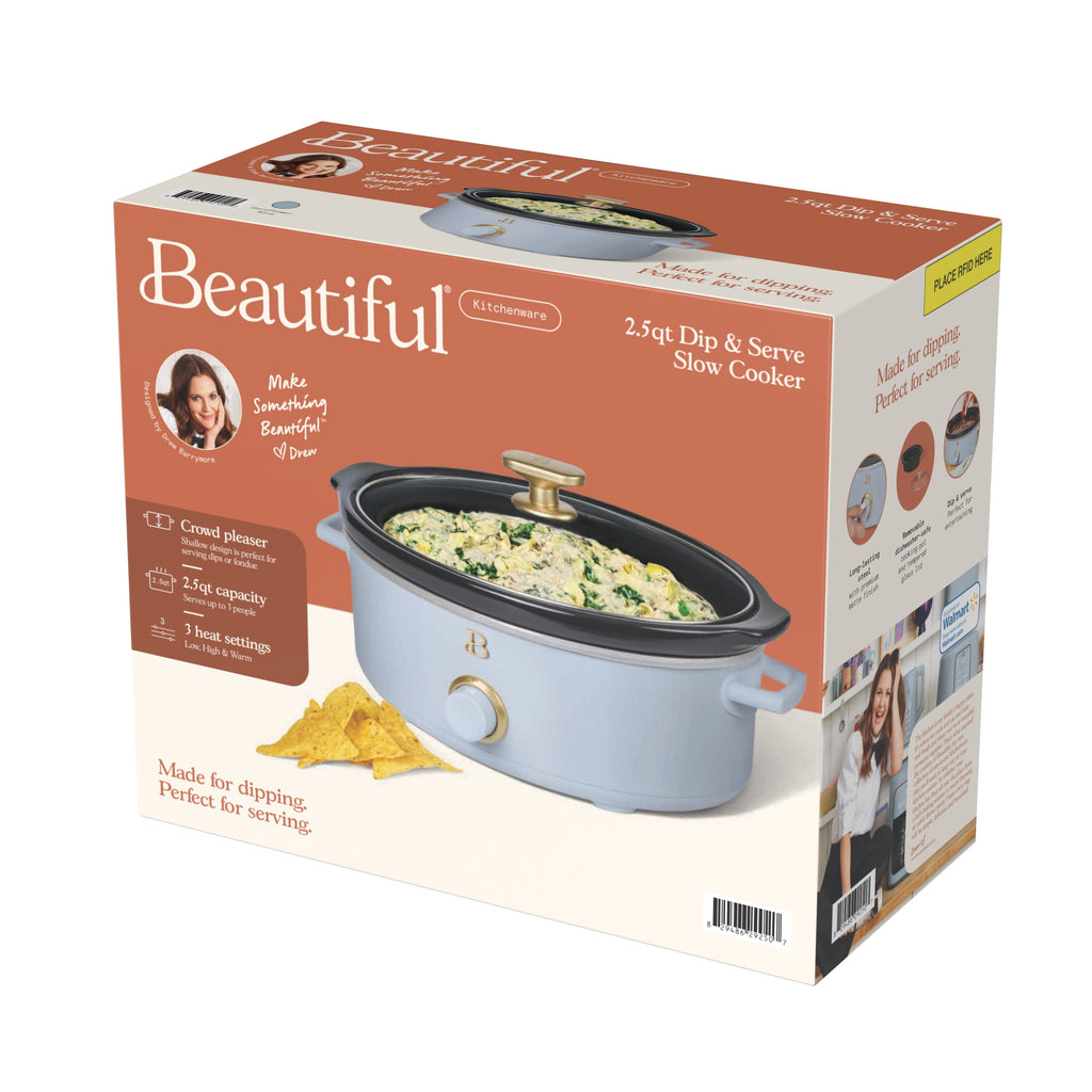 Beautiful 2.5 Qt Dip and Serve Manual Slow Cooker, Chocolate by Drew Barrymore