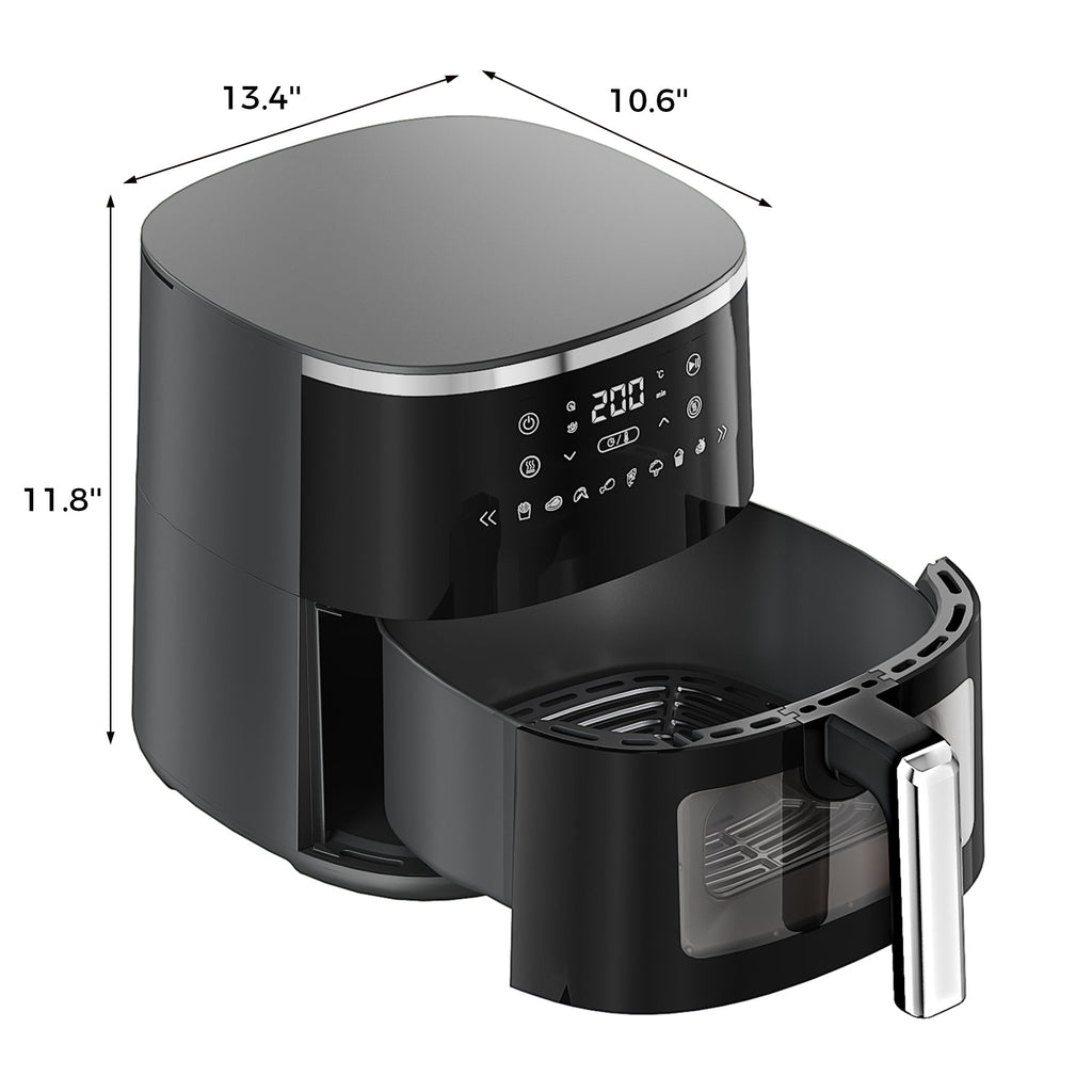 4QT Air Fryer with 8 Cooking Presets, Air Fry, Roast, Bake, Reheat, Dehydrate, Flip Reminder, 1200W, 140-400°F, Compact Design