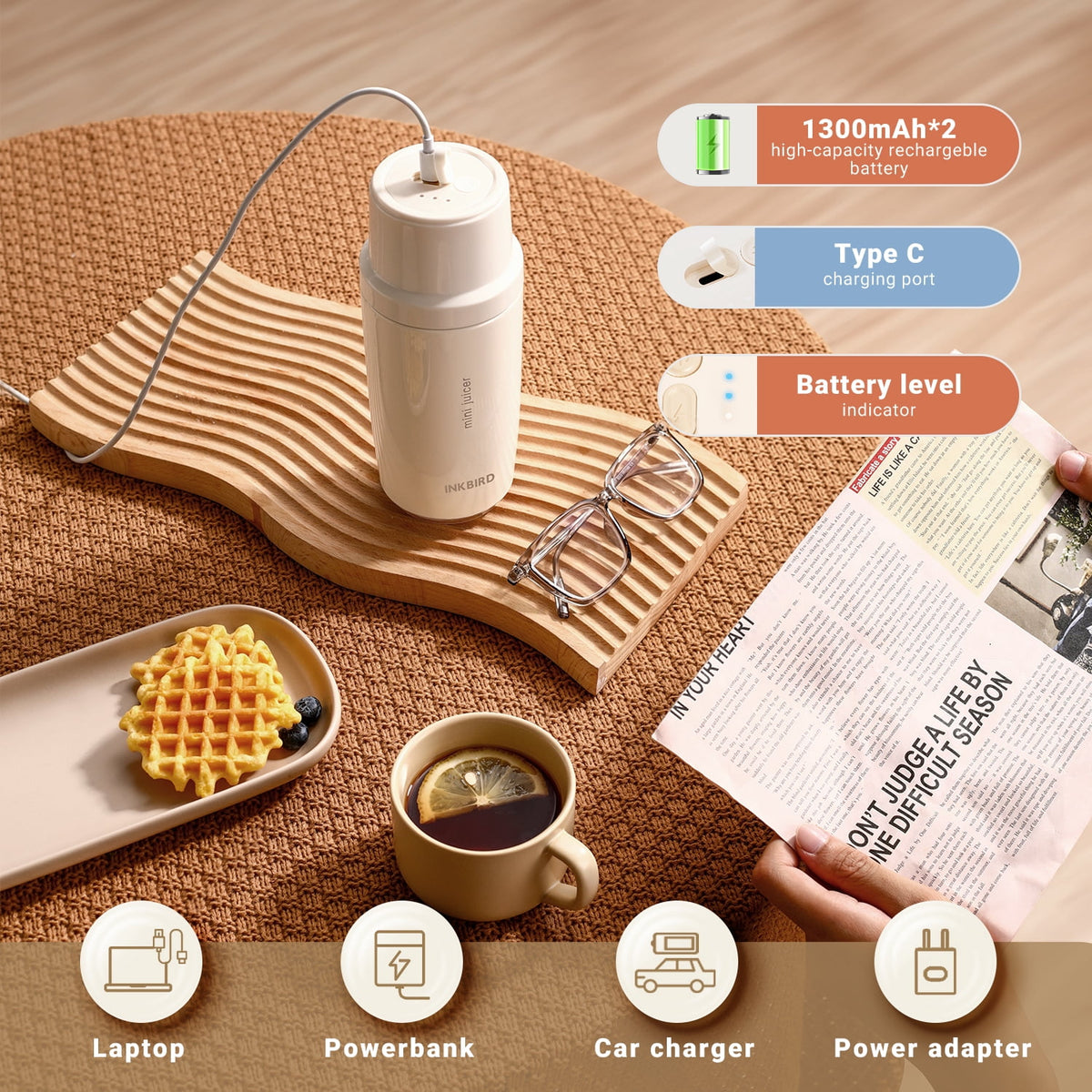 INKBIRD Mini Juicer Portable Blender with Insulated