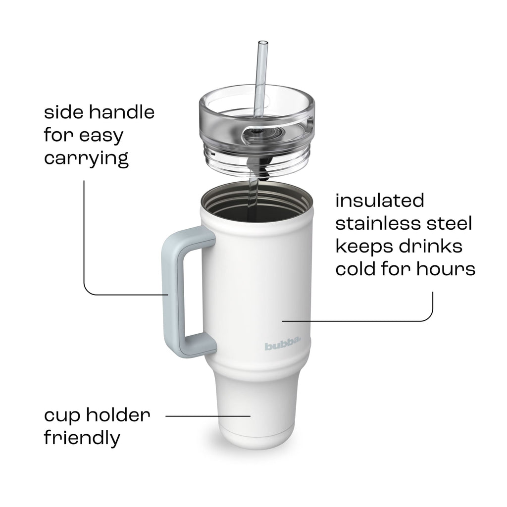 Bubba 40oz AutoClose Insulated Stainless Steel Tumbler with Straw and Handle, Office Siren Black