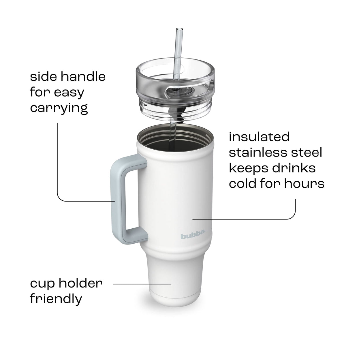 Bubba 40oz AutoClose Insulated Stainless Steel Tumbler with Straw and Handle, Office Siren Black