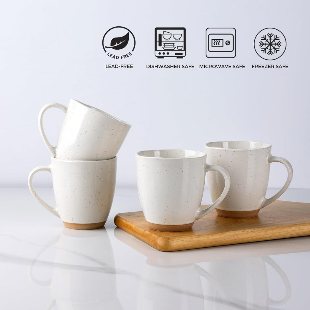 AmorArc 12oz Coffee Mugs, Ceramic Coffee Mugs set of 6 for Man, Woman, Dad, Mom, Modern Coffee Cups with handle for Latte/Cappuccino/Milk/Cocoa. Dishwasher&Microwave Safe, Light Beige