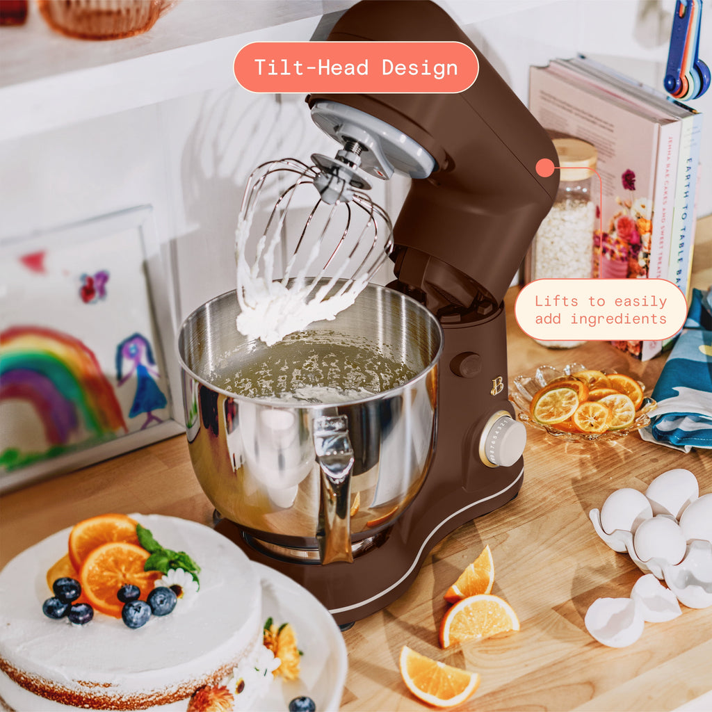 Beautiful 5.3 Qt Stand Mixer, Lightweight & Powerful with Tilt-Head, Chocolate by Drew Barrymore