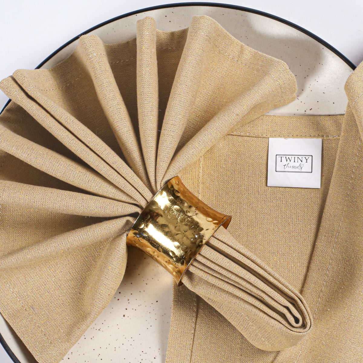 Twiny Threads Set of 4 Solid Reusable Cloth Dinner Napkins - Sandal Yellow