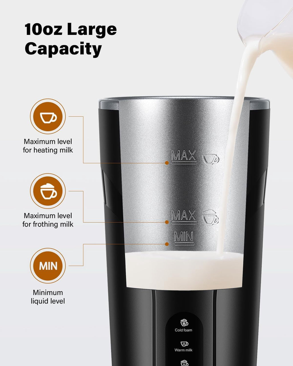 Automatic Milk Frother & Steamer, 4-in-1 Hot Cold Foam Maker – 10oz with 30-Min Keep Warm, Strix Temp Control, Non-Stick