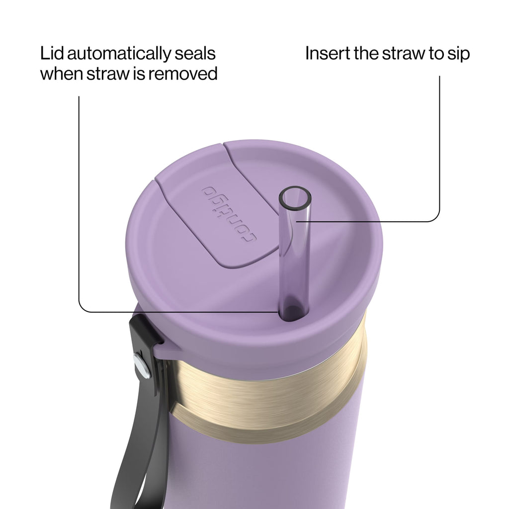 Contigo 24oz SnapSeal Insulated Stainless Steel Water Bottle with Straw, Licorice Black/Bronze