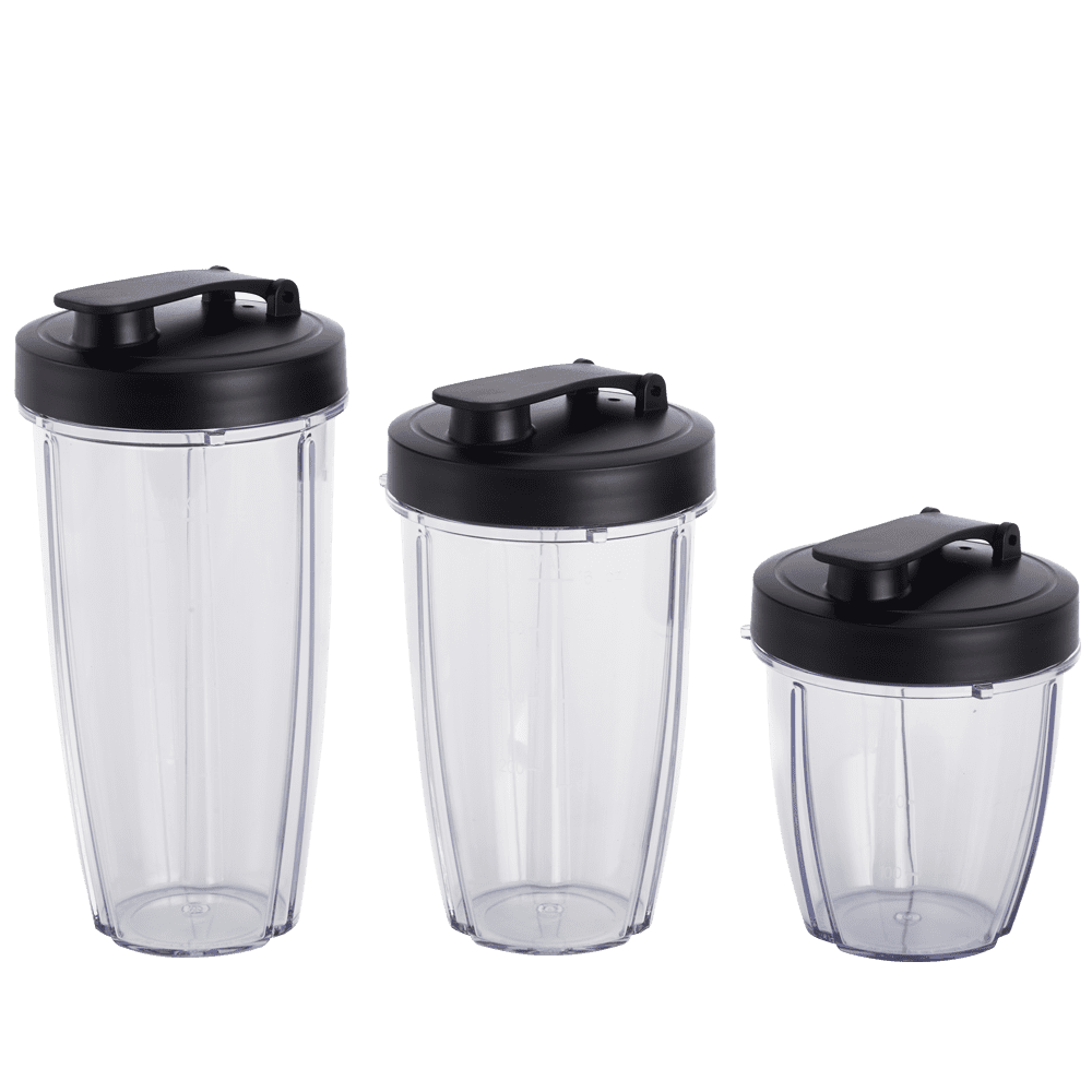 Mainstays 10-Piece Blender Set, Black, 300W, with 3 Jars (10oz, 16oz, 18oz), 2 Drinking Lids, Stainless Steel Blade