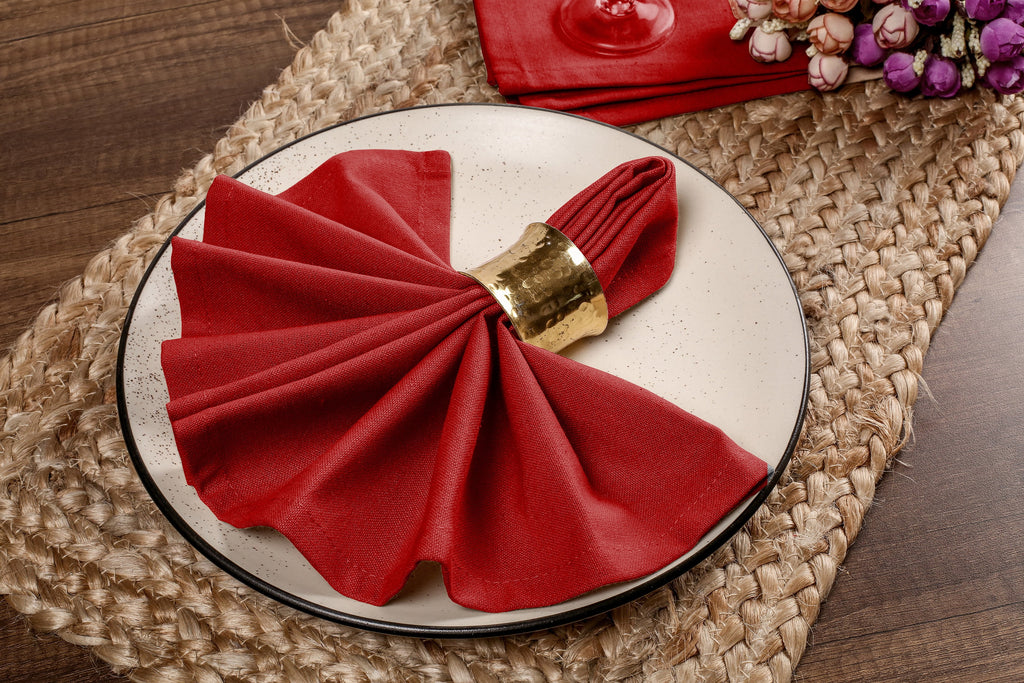 Twiny Threads Set of 4 Solid Reusable Cloth Dinner Napkins - Sandal Yellow