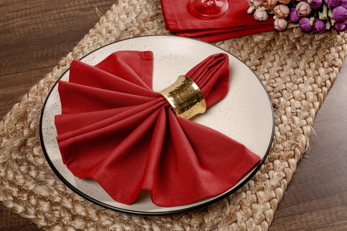 Twiny Threads Set of 4 Solid Reusable Cloth Dinner Napkins - Sandal Yellow