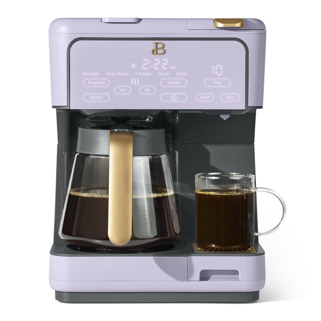 Beautiful by Drew Barrymore Multi-Brew 12-Cup Programmable Drip & Single-Serve Coffee Maker, White Icing