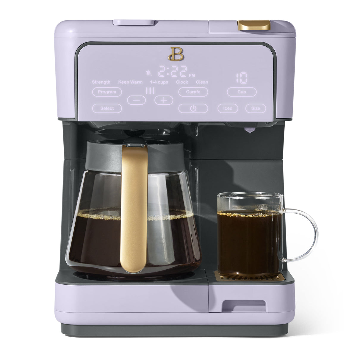 Beautiful by Drew Barrymore Multi-Brew 12-Cup Programmable Drip & Single-Serve Coffee Maker, White Icing