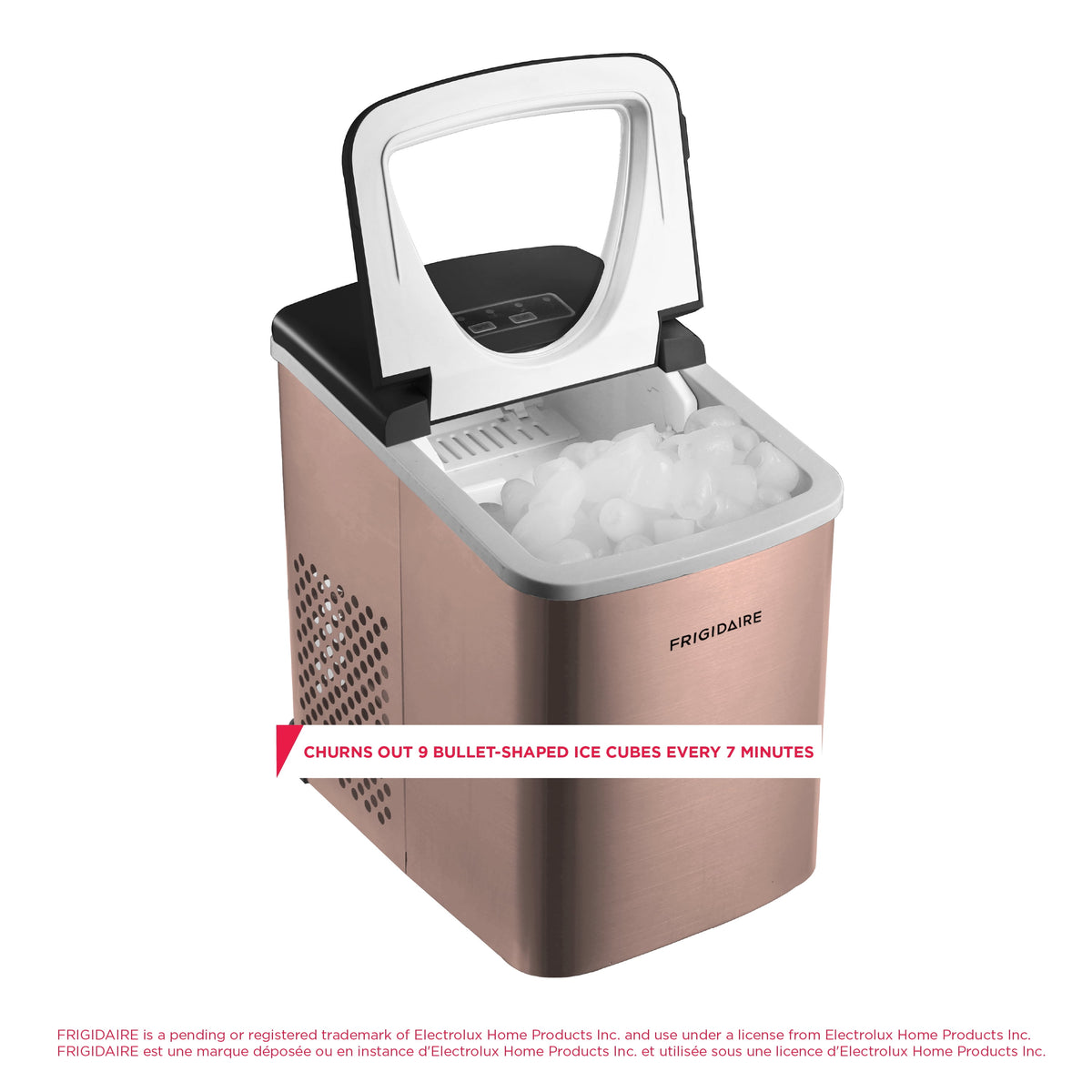 Frigidaire 26 lb. Bullet Ice Maker, Countertop Ice Machine with LED Control Panel, Red Stainless Steel