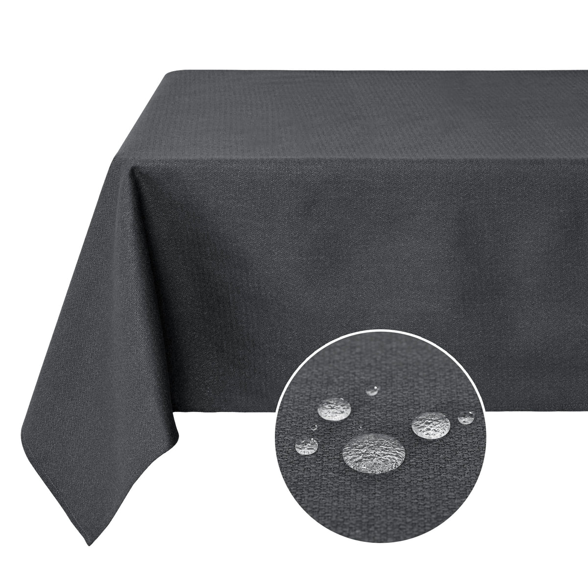 Deconovo Square Tablecloth with Waterproof Finish, Easy-Clean Polyester Table Cover, 54 x 54 Inch, Dark Gray