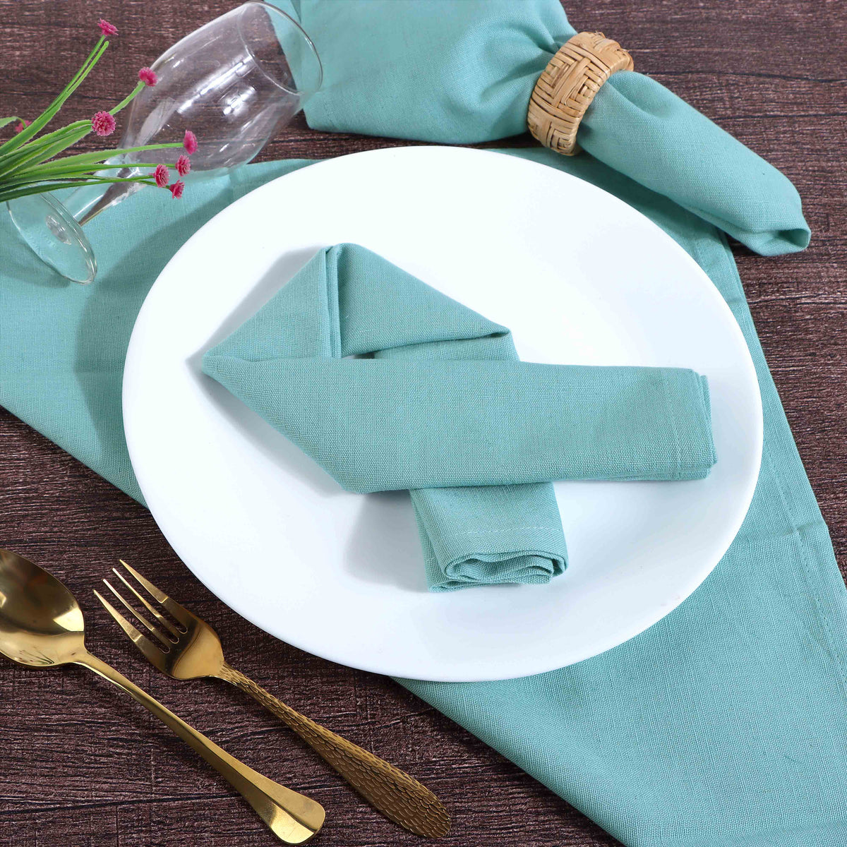 Fingercraft Cloth Napkin, Solid Color Cotton Linen Blend Table Napkins, Soft and Absorbent Fabric, Set of 12, Blush Pink