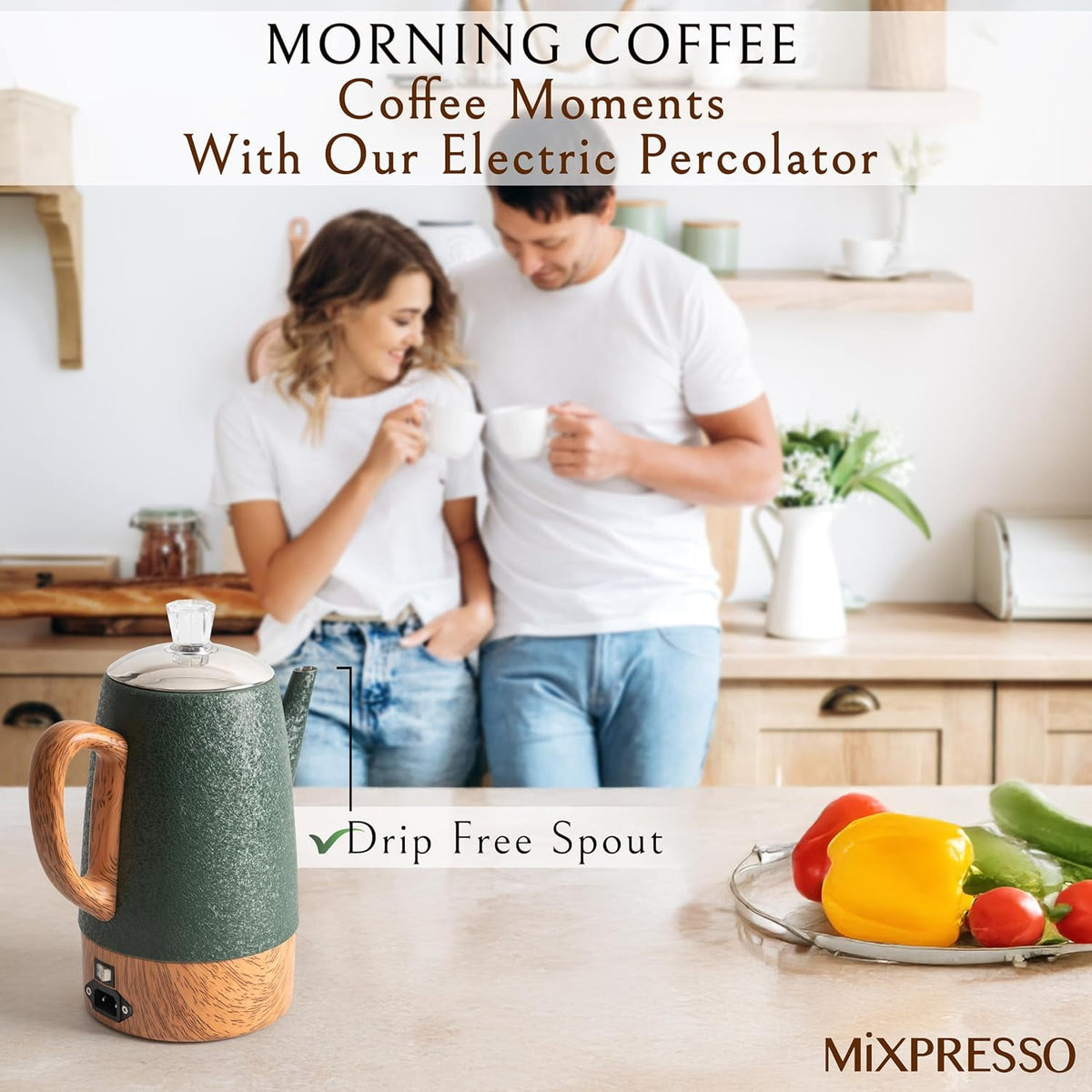 Mixpresso Percolator Coffee Pot Electric 10 Cup, Stainless Steel Coffee Maker, Coffee Percolator Electric With Keep Warm Function, 10 Cups Stainless Steel Perculator With Basket (Shiny Blue)