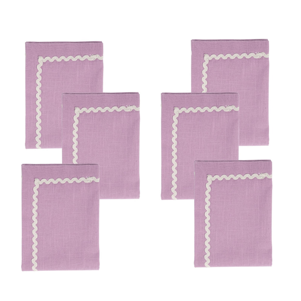 Fingercraft Cloth Napkin, Soft Quality Cotton Linen Blend Fabric, Dinner Napkins with Premium White Lace, 6 Pack, 20”x20” Aqua