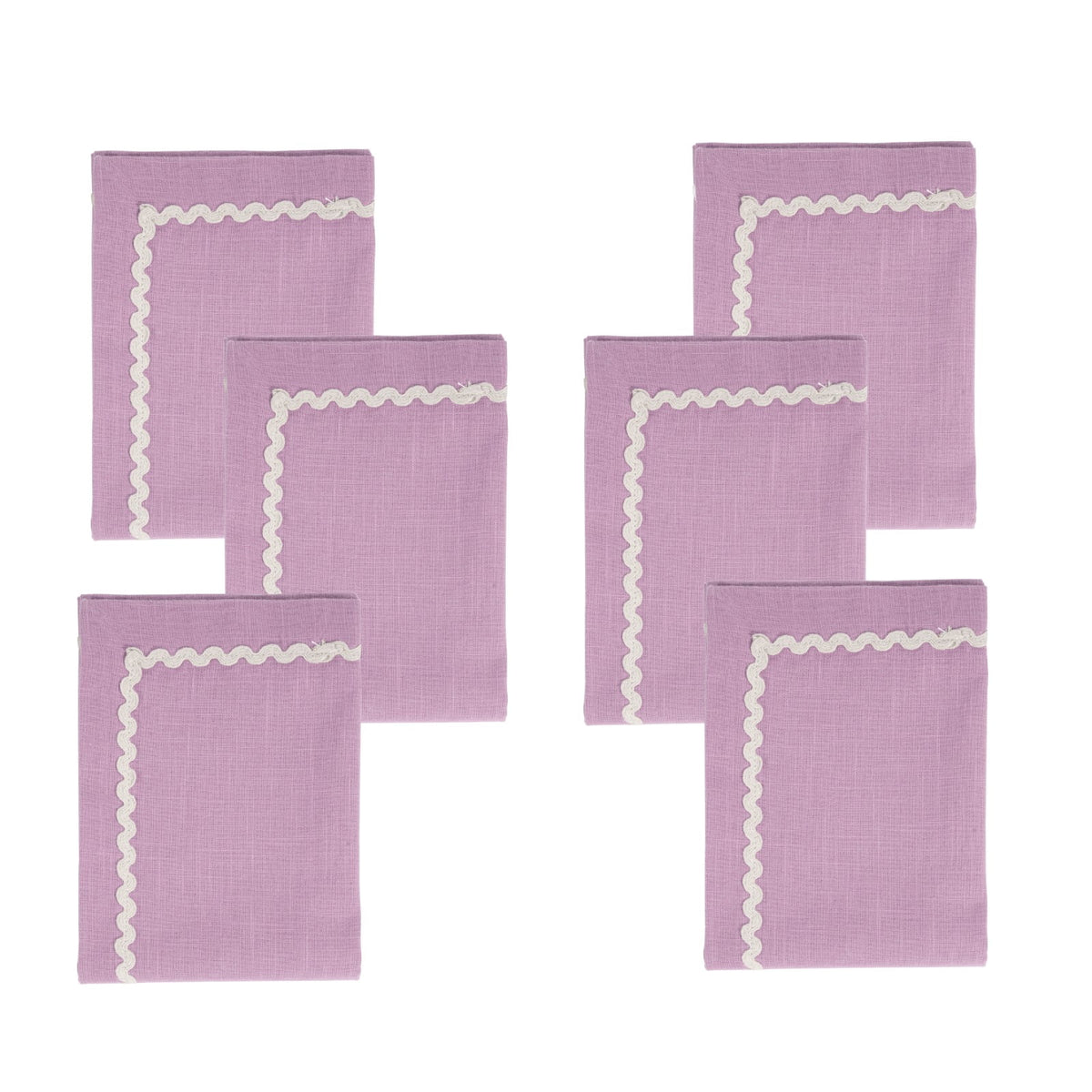 Fingercraft Cloth Napkin, Soft Quality Cotton Linen Blend Fabric, Dinner Napkins with Premium White Lace, 6 Pack, 20”x20” Aqua