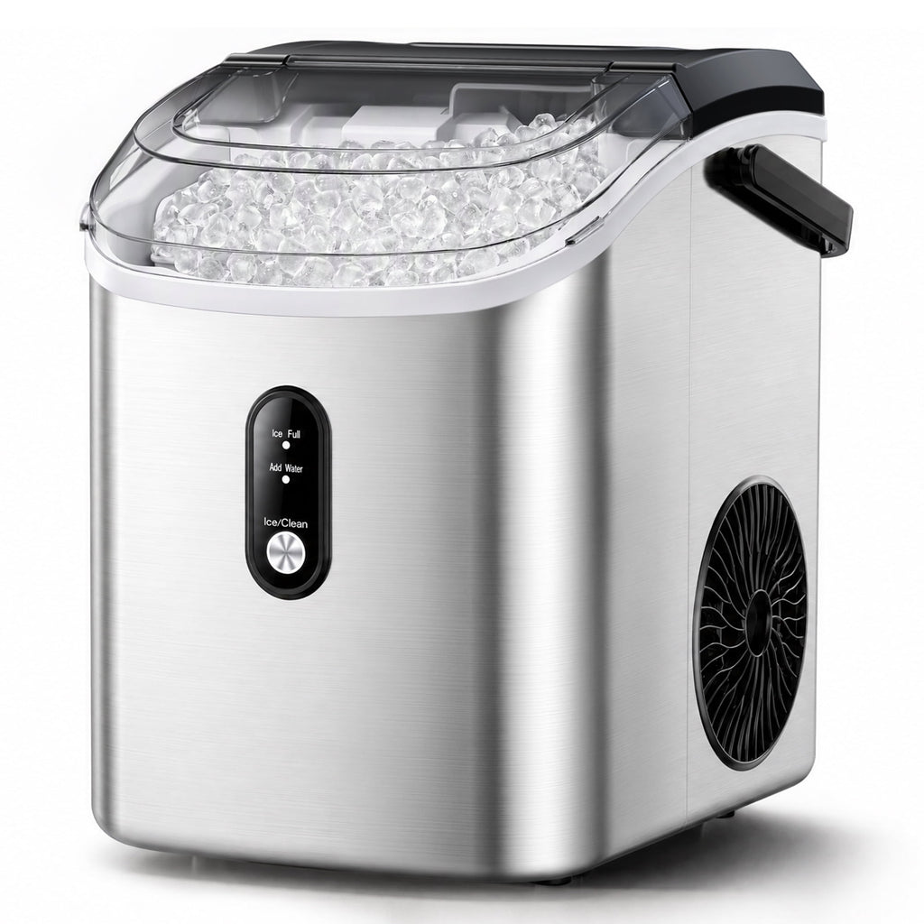 Simzlife 35lbs/24H Nugget Ice Maker Countertop,Portable Pebble Crushed Soft Chewable Ice Maker Machine with Self-Cleaning, Black