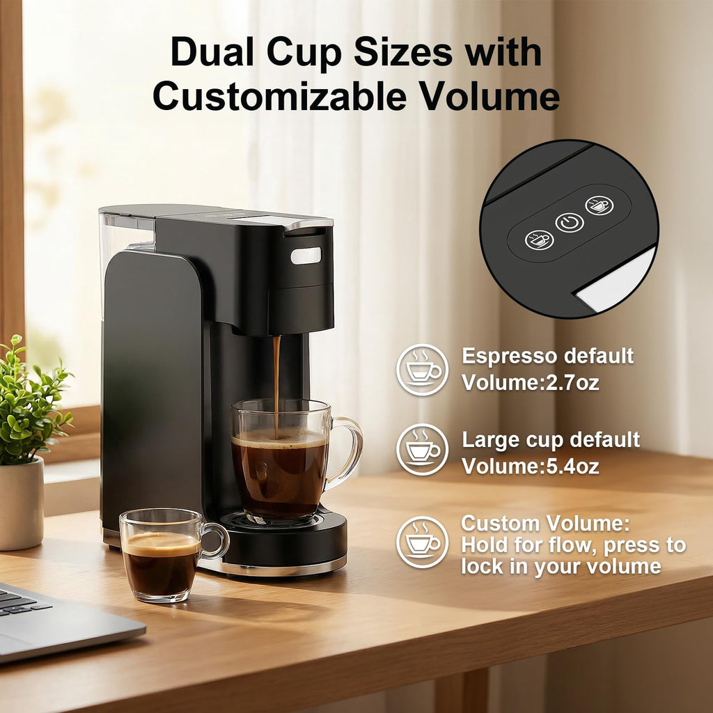 GVODE 4-in-1 Single Serve Coffee Maker, 3-Second Heat-Up, 20 Bar Hot and Iced Espresso Machine, White