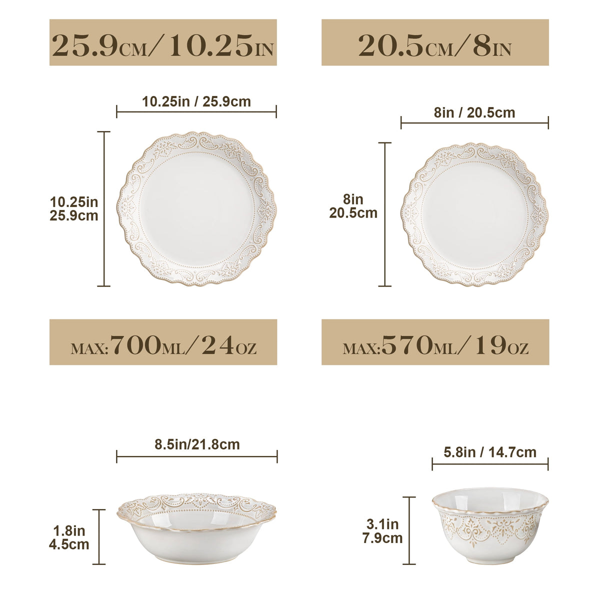 vancasso 16 pcs Dinnerware Sets, Plates and Bowls Set for 4, Stoneware Dinner Set, Blue