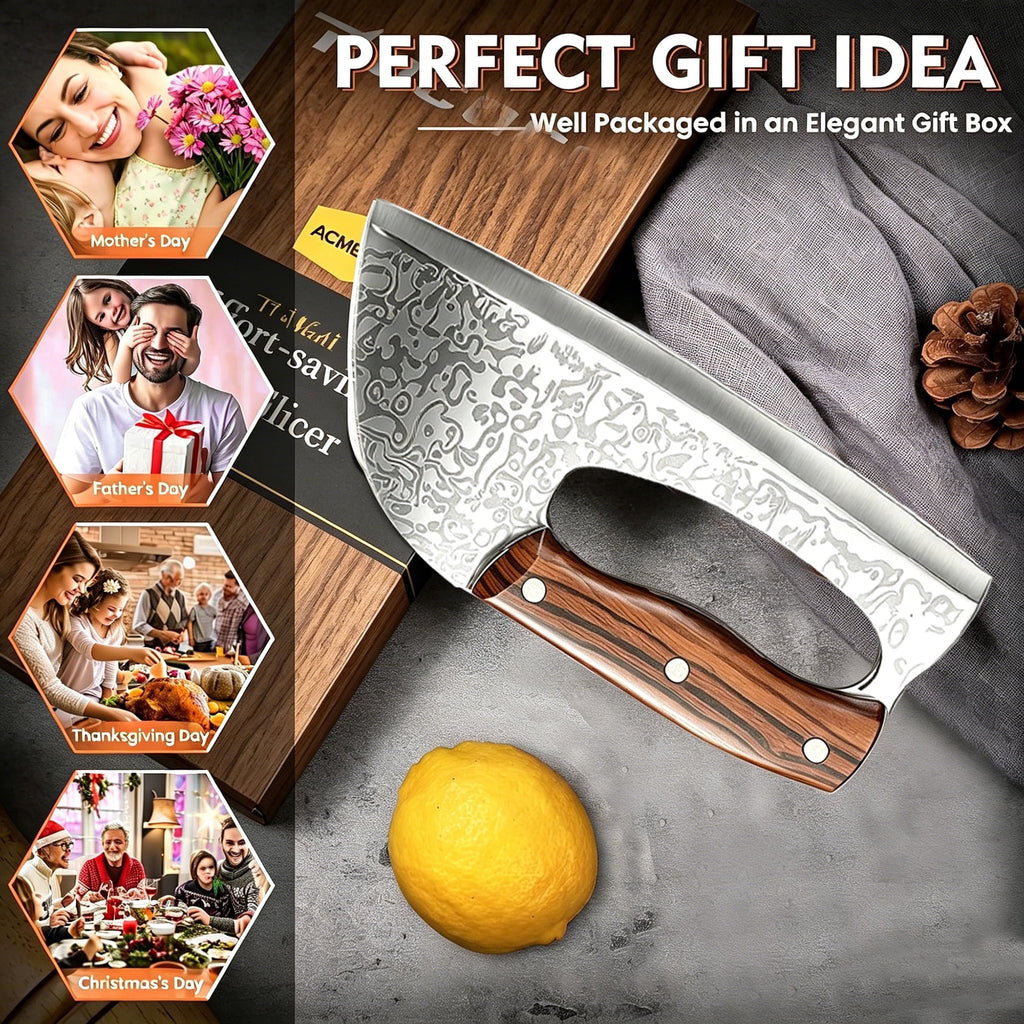 ACMETOP Kitchen Knife Meat Cleaver Knife Unique Ergonomic Handle Professional Stainless Steel Butcher Knife for Meat Vegetable