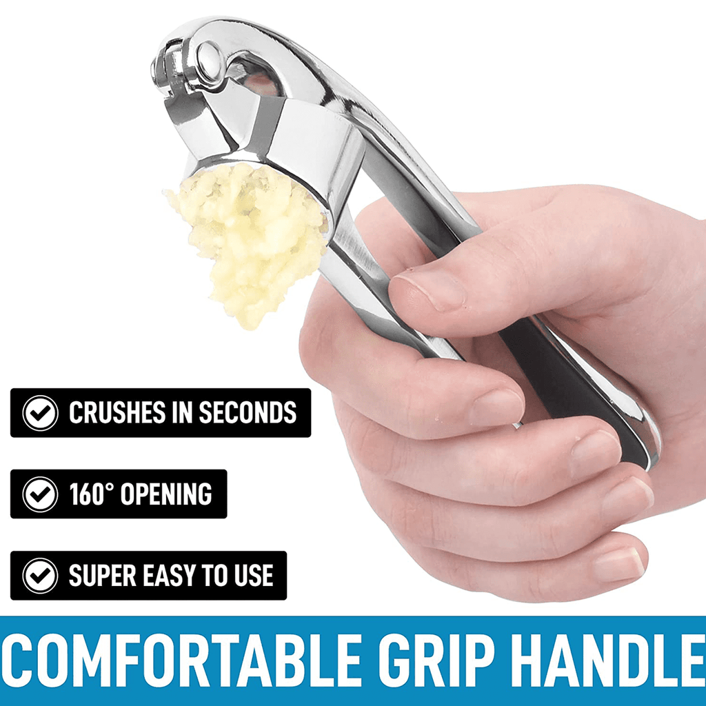 BCOOSS Garlic Press and Mincer Stainless Steel Easy Squeeze Pressed Garlic Crusher with Handle