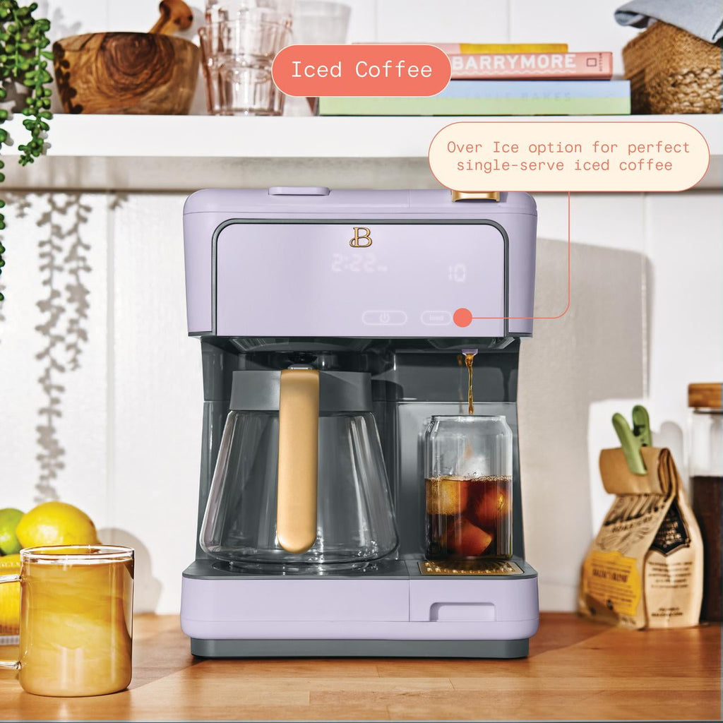 Beautiful by Drew Barrymore Multi-Brew 12-Cup Programmable Drip & Single-Serve Coffee Maker, White Icing