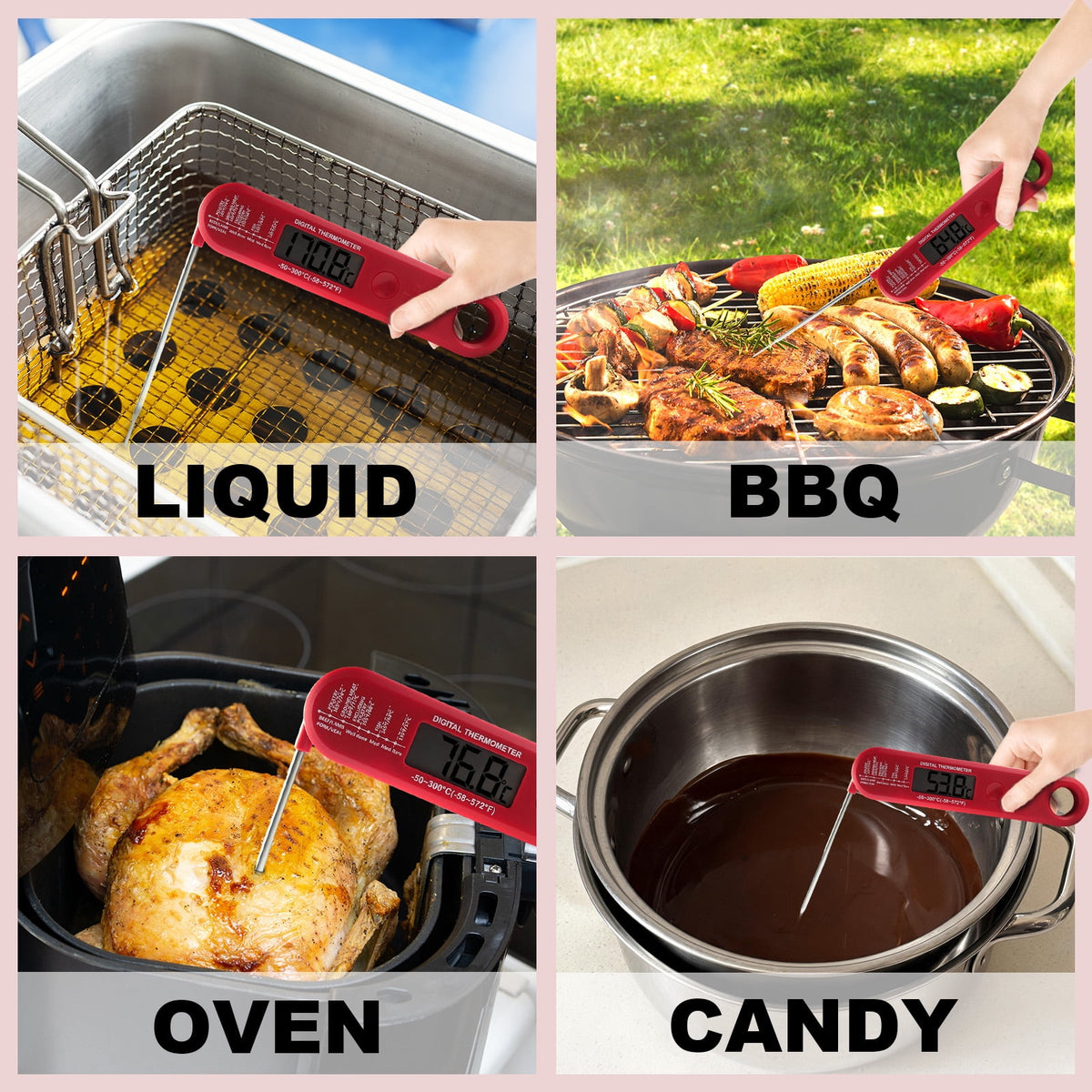 AGCAN Digital Meat Thermometer Instant Read Food Thermometers for BBQ Grilling Cooking