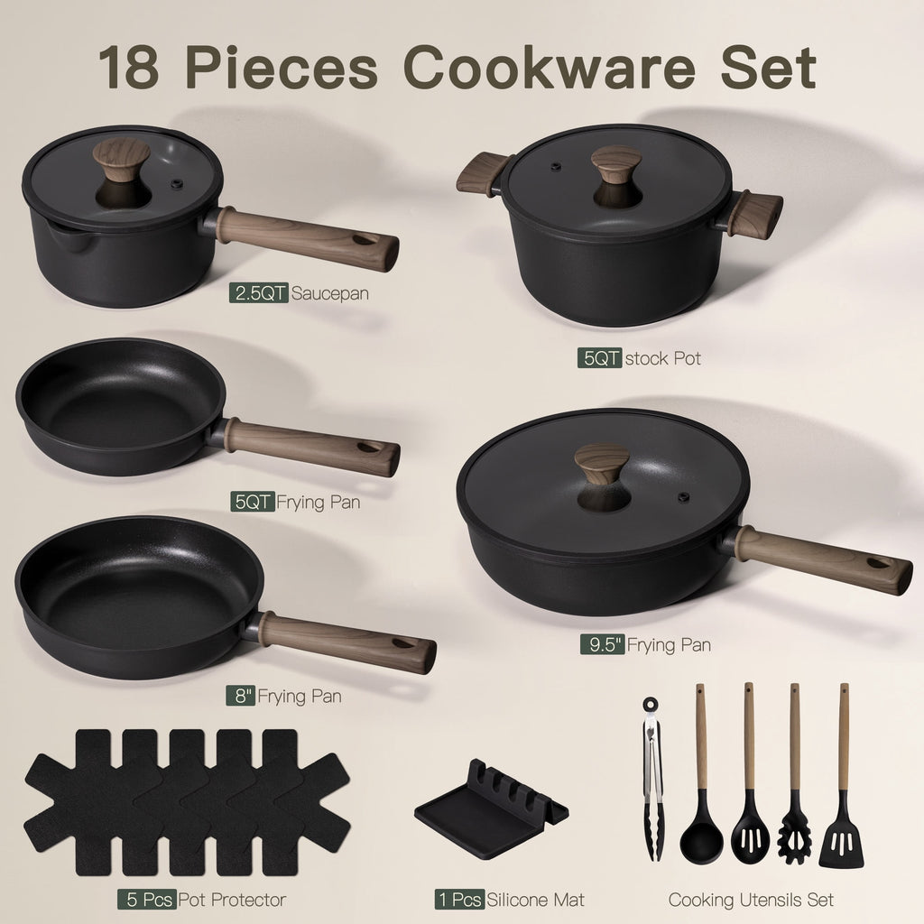 Astercook 22 Piece Pots and Pans Set Non Stick, Cookware Set with Detachable Handles, Oven Safe, Induction Ready, Stackable RV Kitchen Cooking Set, Cream White