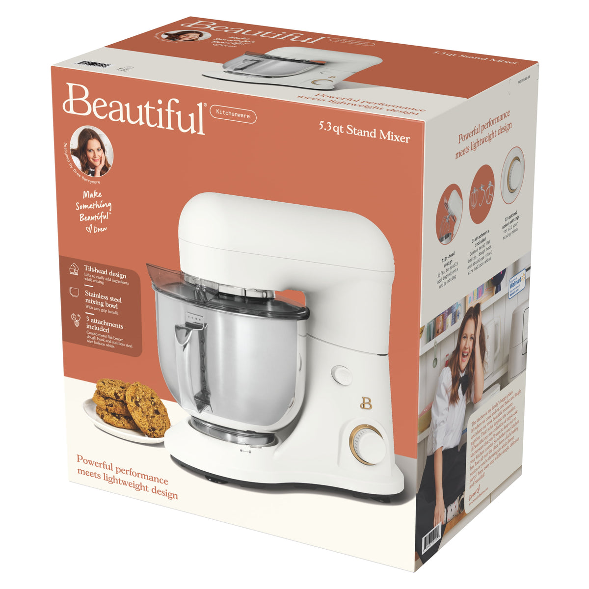 Beautiful 5.3 Qt Stand Mixer, Lightweight & Powerful with Tilt-Head, Chocolate by Drew Barrymore