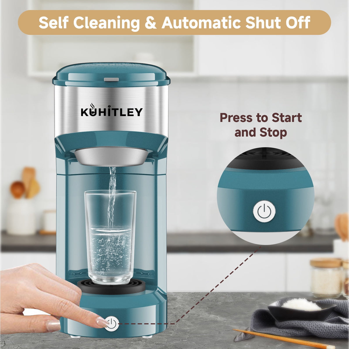 MINI Single Serve Coffee Maker,Instant Coffee Maker One Cup for K Cup & Ground Coffee,Portable Capsule Coffee Machine with 6 to 14oz Reservoir,90 Seconds Fast Brewing and One Button Operation