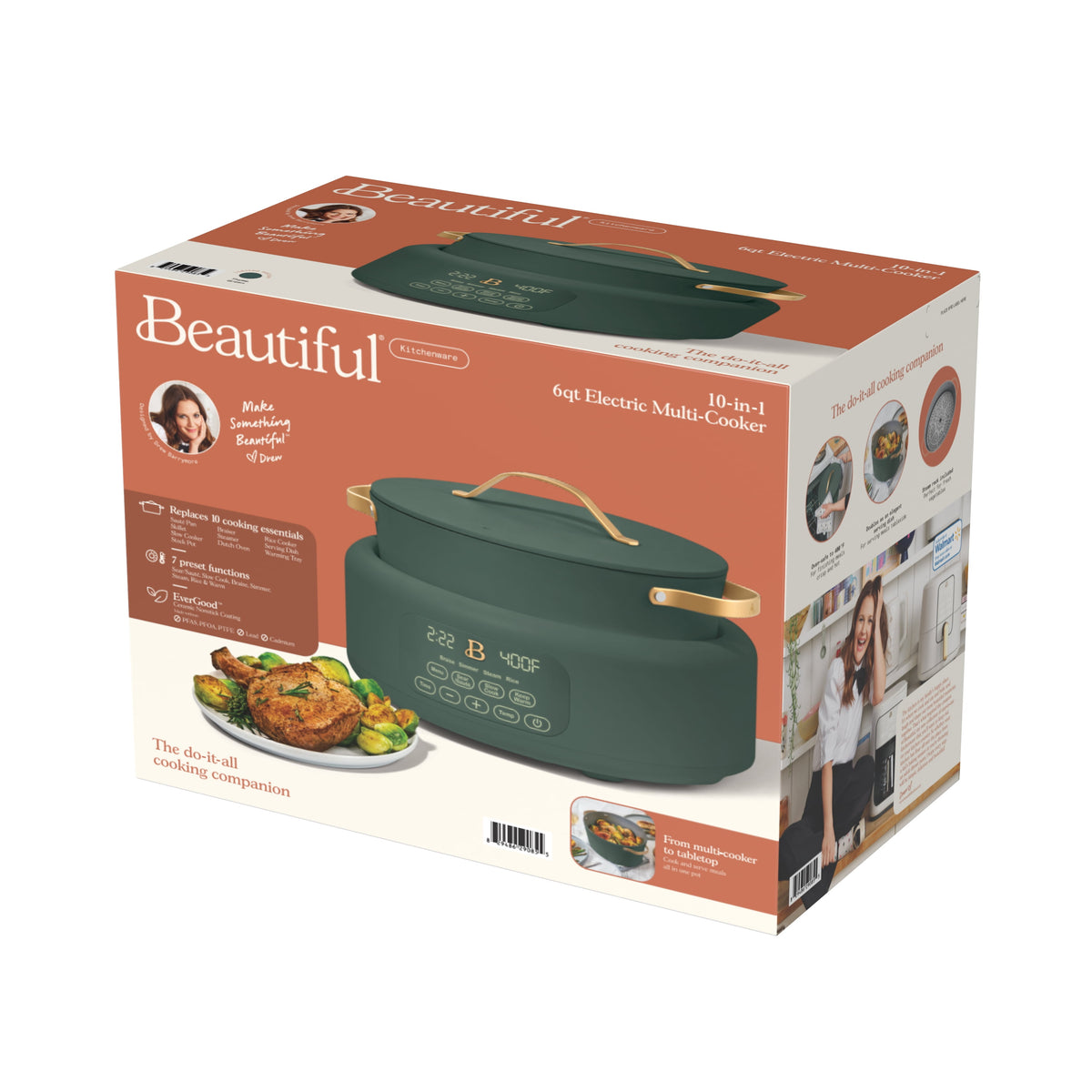 Beautiful 10 in 1, 6 Qt Electric Multi-Cooker, Thyme Green by Drew Barrymore