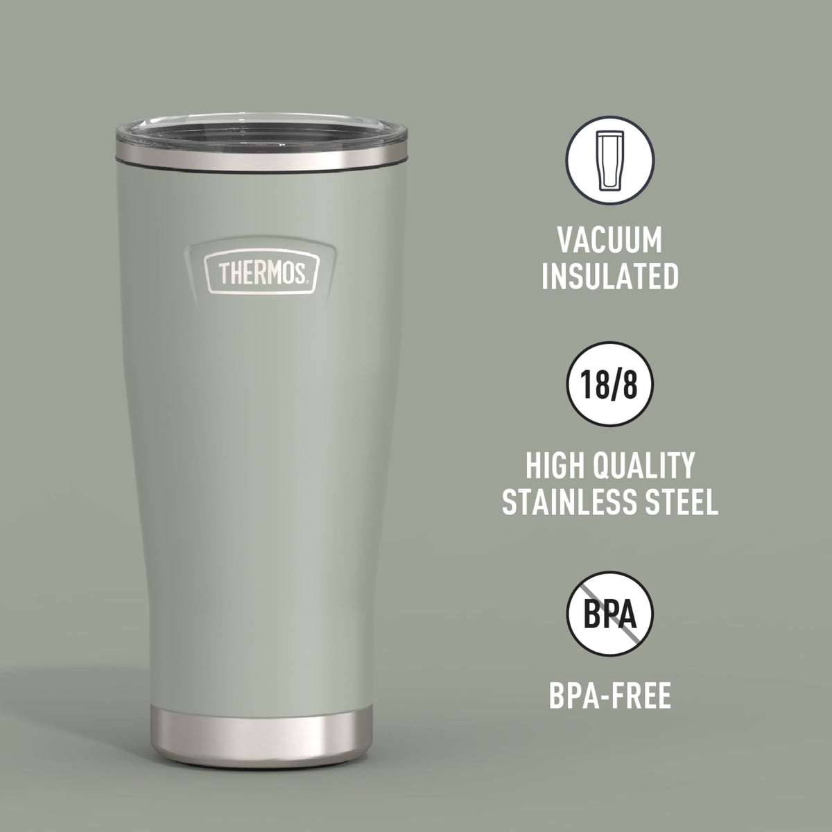 Thermos Stainless Steel Tumbler, w/ Slide Lock Lid, Graphite, 24 oz