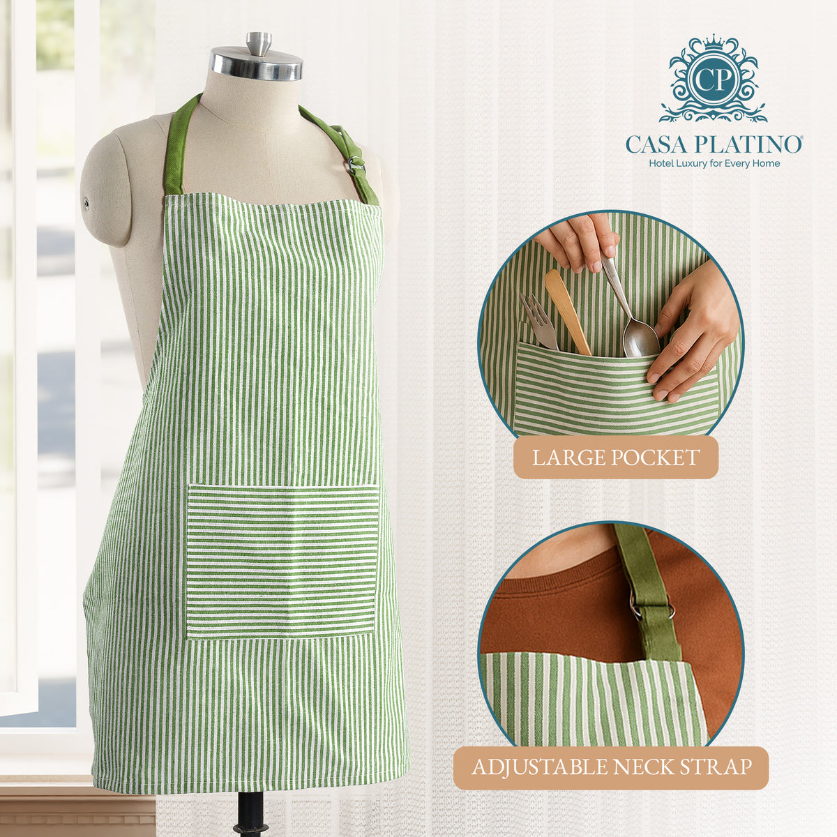 20 Piece Kitchen Towel Set - Cotton Dish Towels, Heat Resistant Kitchen Mittens and Pot Holder Set, Apron for Women with Pockets , Absorbent Dish Towels for Kitchen Drying - Olive