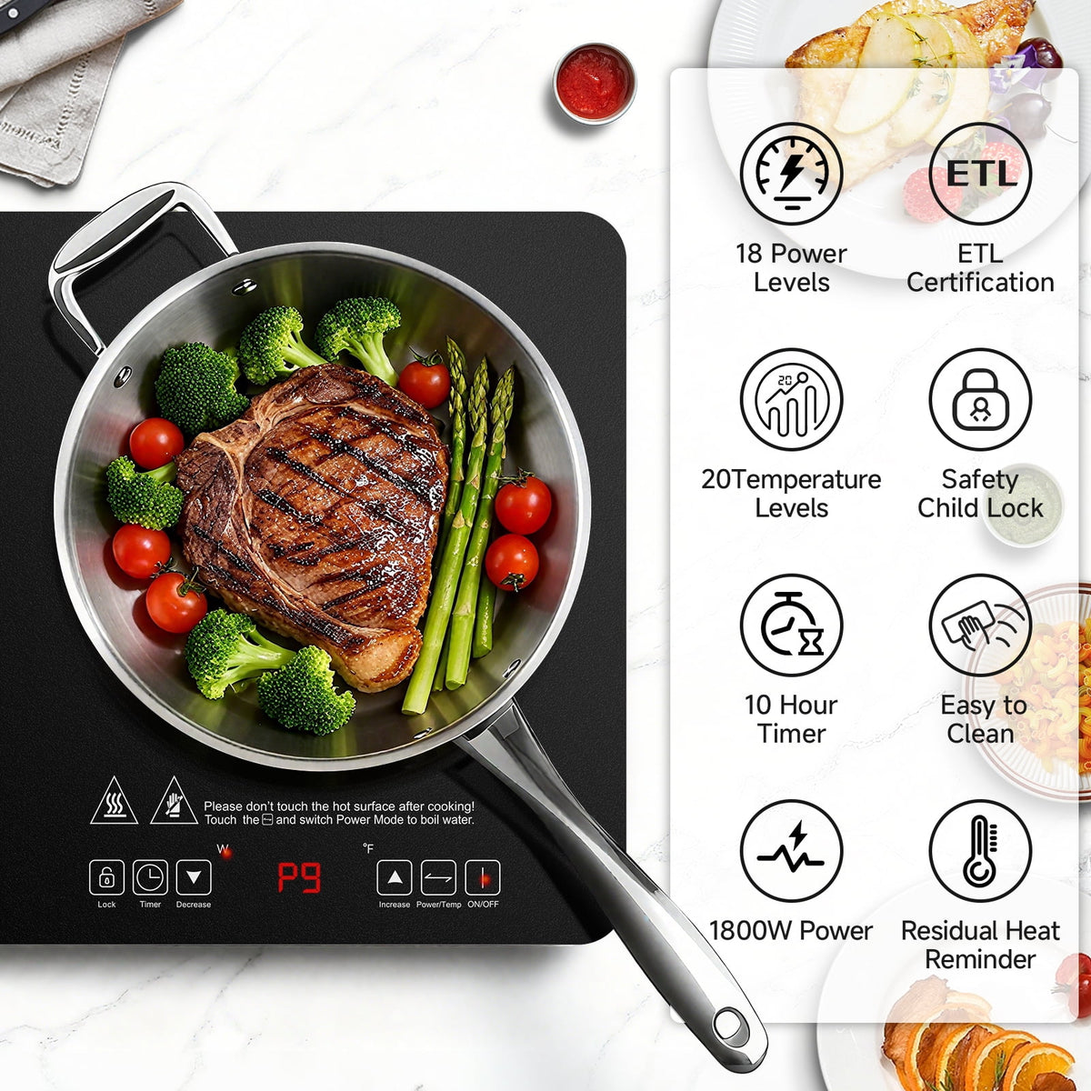 AMZCHEF Single Burner Portable Induction Cooktop 1800W Induction Countertop Burners with 6.8" Heating Coil, Black
