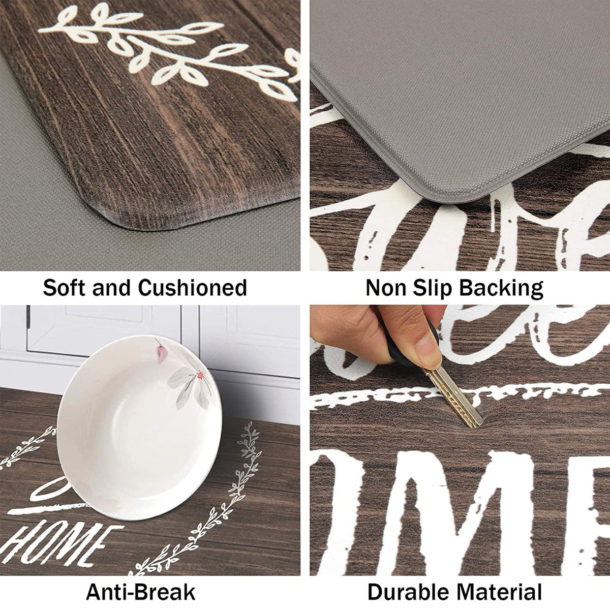 Findosom 2pcs Anti Fatigue Kitchen Rug Set,18"x30"+18"x47" Waterproof Non Slip Kitchen Runner Rug,0.4" Thick Cushioned Kitchen Floor Mats,Ergonomic Standing Mats Back Pain Relief Laundry Foam Rug
