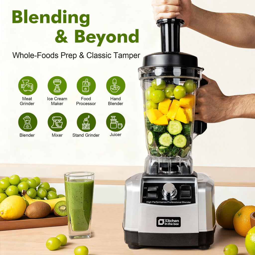 Kitchen in the box 68 oz Countertop Blender, 1450W (2 HP) Smoothie & Ice-Crushing Blender with Stainless Steel Blades, BPA-Free Tritan Jar — Black