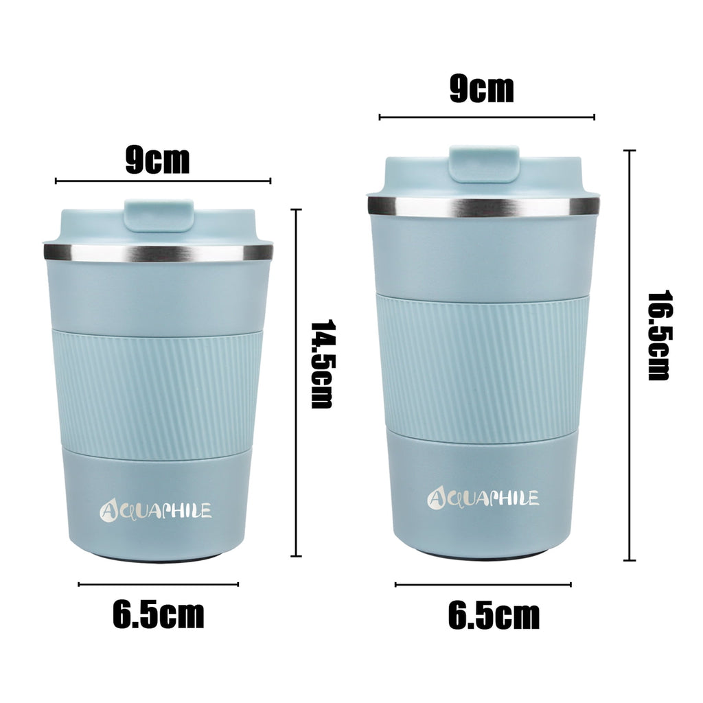 Aquaphile Vacuum Insulated Coffee Travel Mug - Double Walled Reusable Tumbler Cups Light Blue 17 Fluid Ounces
