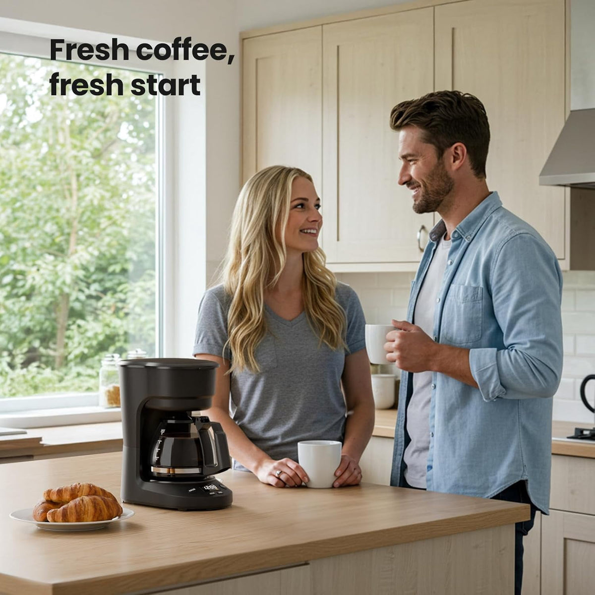 Moifoi Coffee Maker 2-in-1 Single Serve Coffee Machine, for K-Cup Coffee Capsule Pod, Ground Coffee Powder Brewer, Black