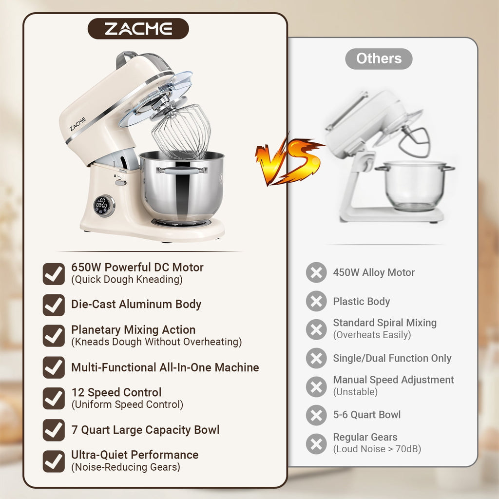 7QT Stand Mixer Aluminum Die Casting,650W 11 Speed Tilt-Head Kitchen Electric Stand Mixer, Household Food Mixer with Stainless Steel Bowl, Dough Hook, Whisk and Beater,Food Mixer for Baking, Cake