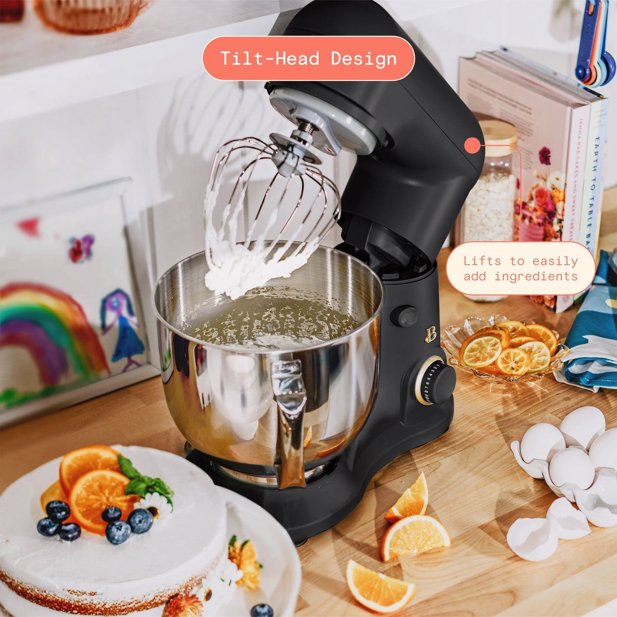 Beautiful 5.3 Qt Stand Mixer, Lightweight & Powerful with Tilt-Head, Chocolate by Drew Barrymore