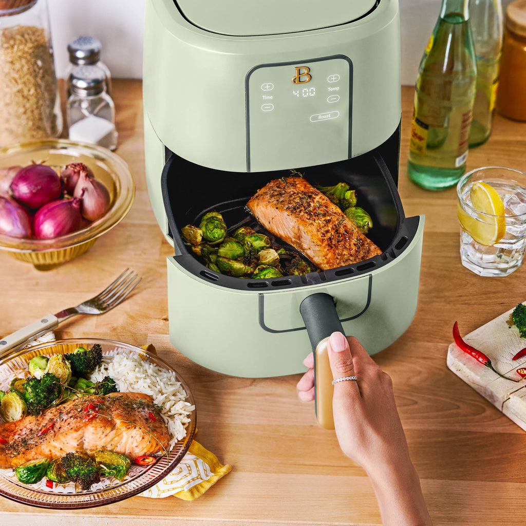 Beautiful 3 Qt Air Fryer with TurboCrisp Technology, EverGood Non-Toxic Ceramic Nonstick Coating, Chocolate by Drew Barrymore